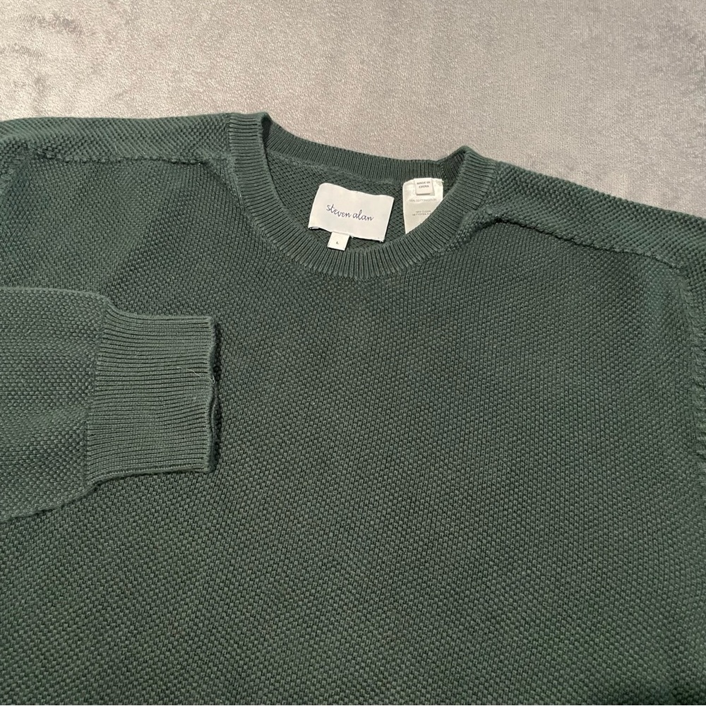 Steven Alan Sweater Mens Medium Green Crewneck Pullover Sweatshirt Knit